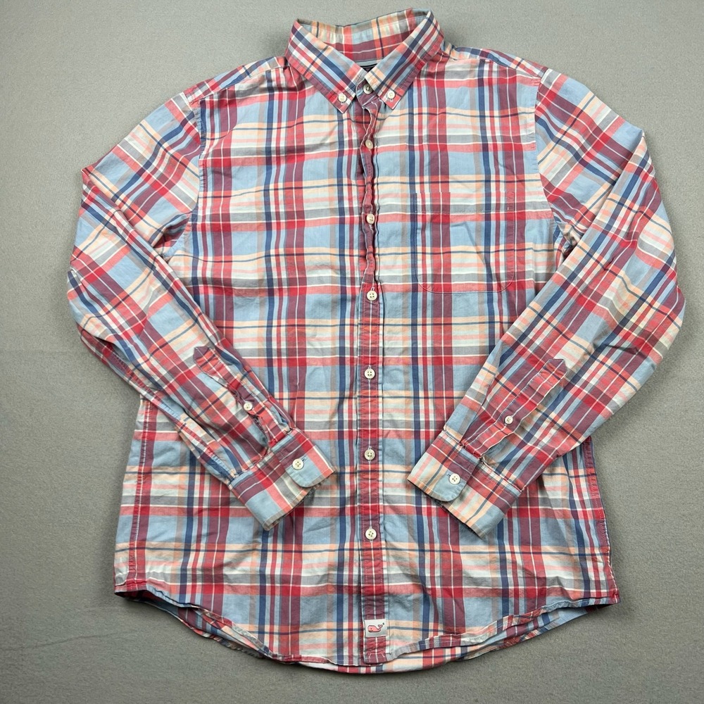 Vineyard Vines Men's Medium Multicolor Plaid Murray Shirt Slim Fit Button Down
